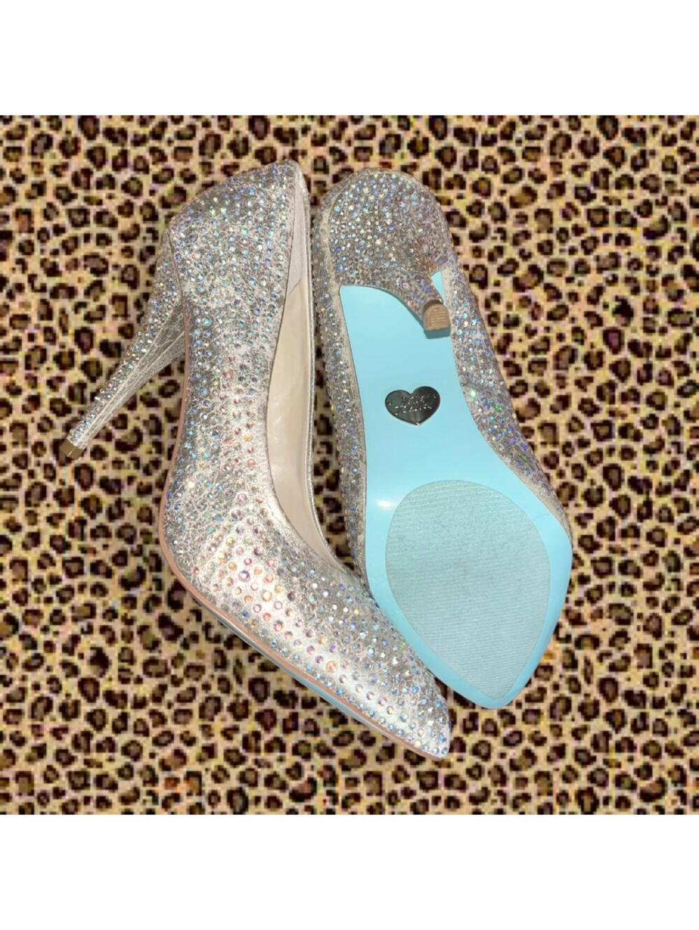 Size 9 Betsey Johnson champagne rhinestone stiletto high heels